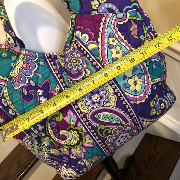 VERA BRADLEY Purple Turquoise Quilted Paisley Shoulder Bag Crossbody Adj. Strap - Picture 10 of 16